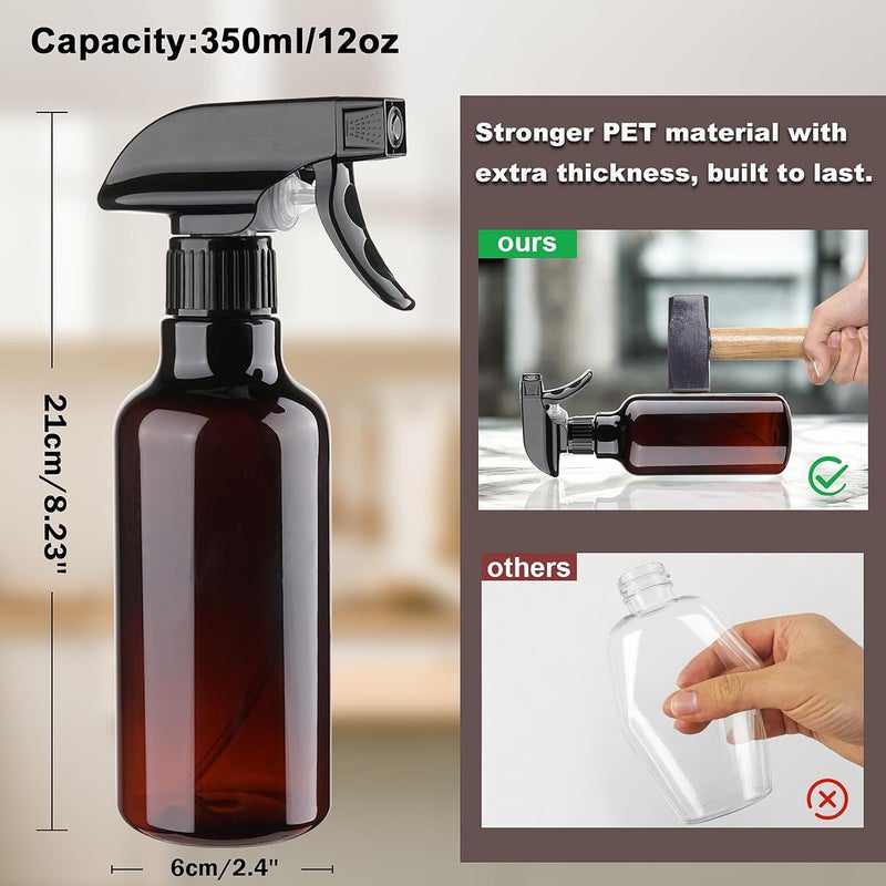 Hethyo Spray Bottles Plastic Spray Bottle for Hair Mist/Stream Heavy Duty Empty Spray Bottles for Cleaning Solutions, Plants, Cooking (12oz-Brown+nozzle) - Image 5